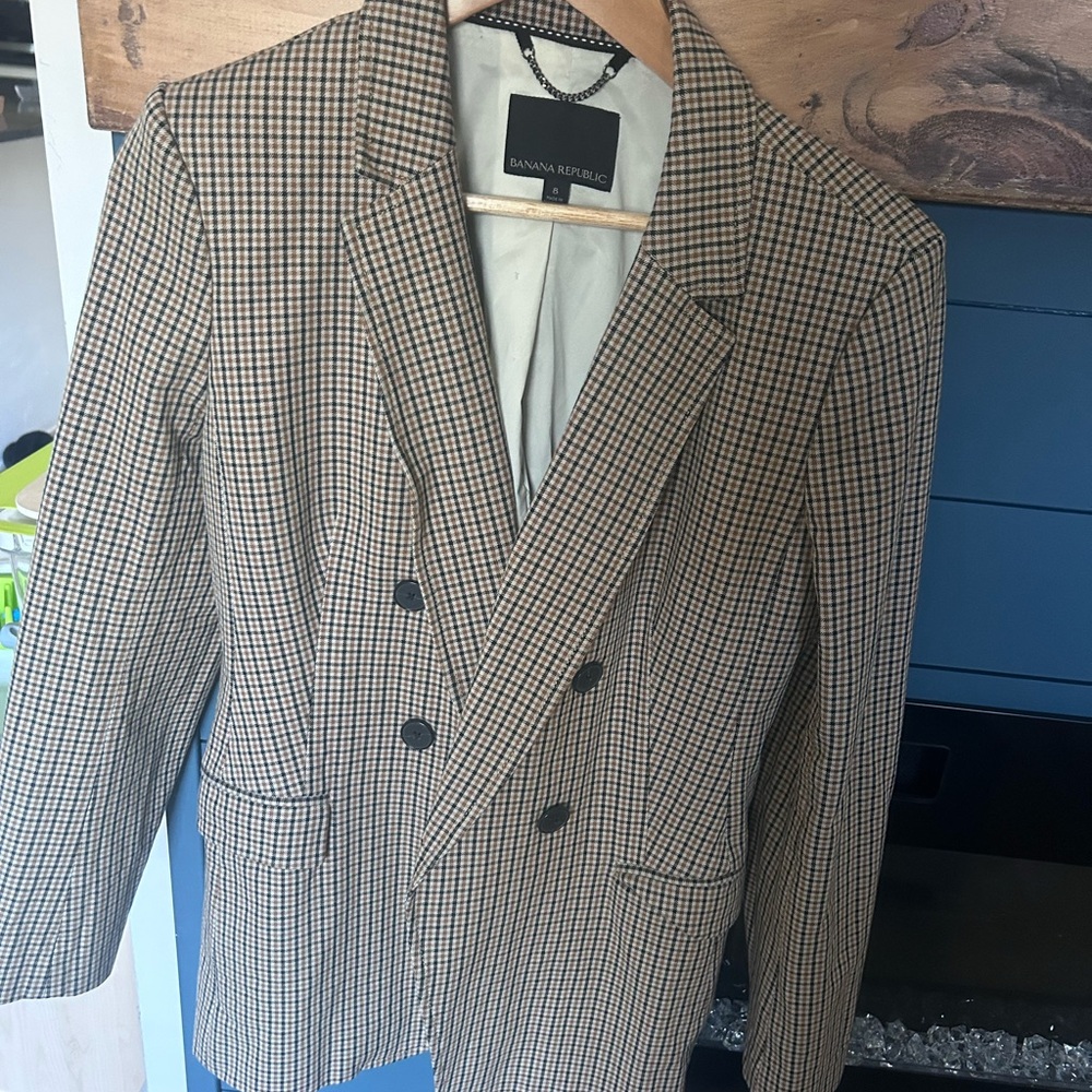 Banana Republic Men's Houndstooth Blazer - Tan and Black